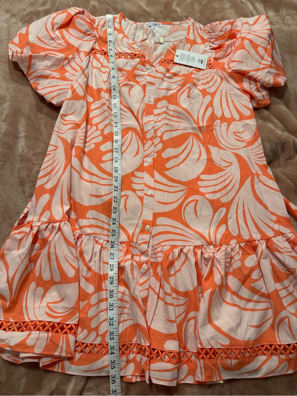 NWT Mary Square Addison Dress, Sail Away Coral Print, Size Medium - Picture 6 of 6